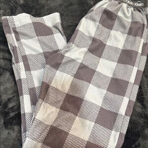 Calvin Klein Kids Check Fleece Joggers in Gray and White